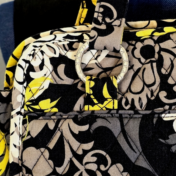 Retired Vera Bradley Baroque Large Tote Bag Black White Yellow - Picture 10 of 13